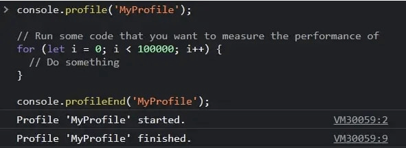 console.profile