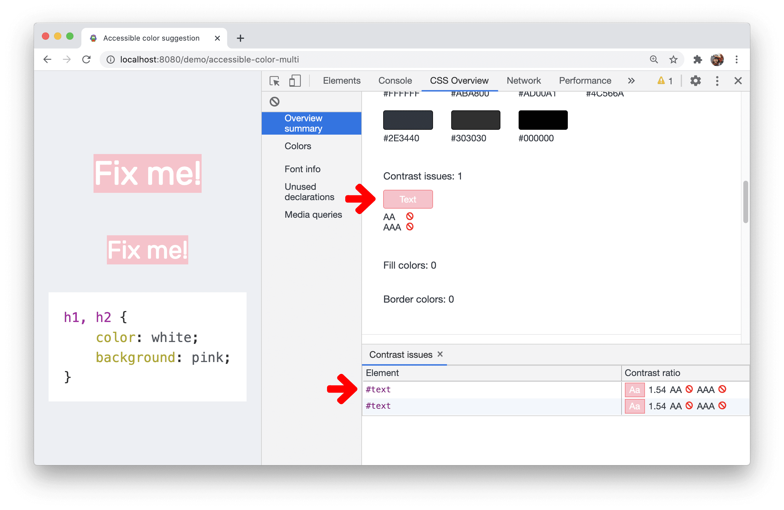 Chrome dev tool контраст