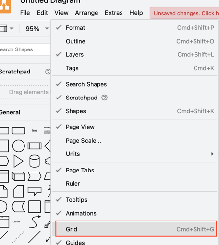 hide grid in draw.io
