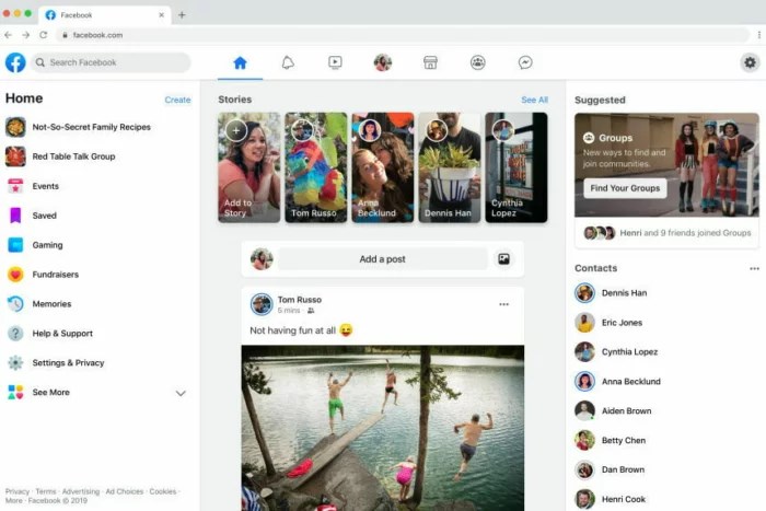 Facebook дизайн сайта