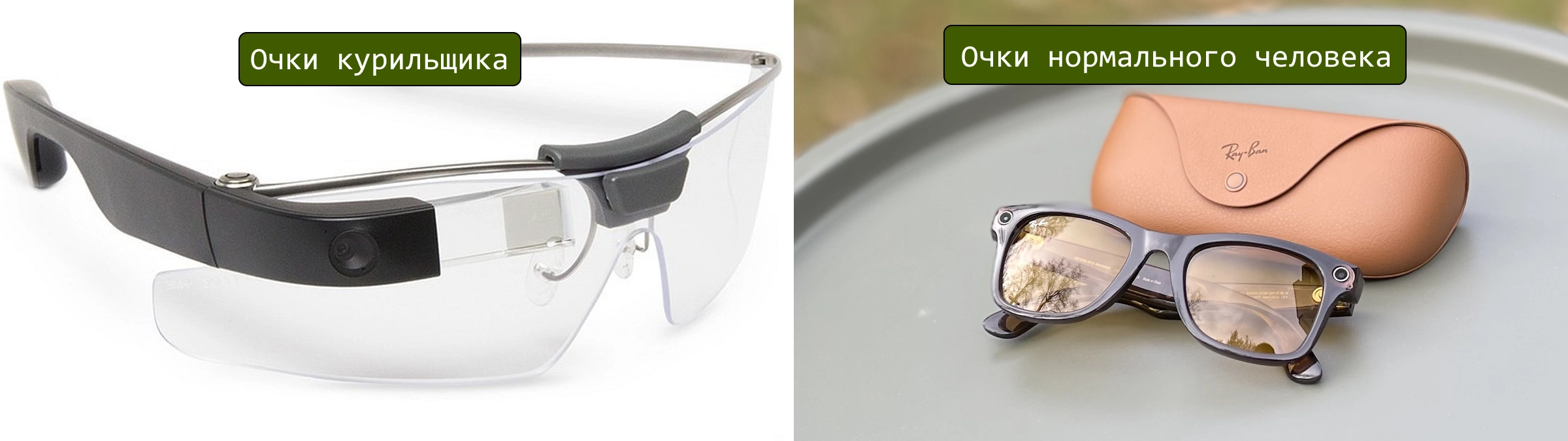 Внешний вид очков Google vs Ray-Ban