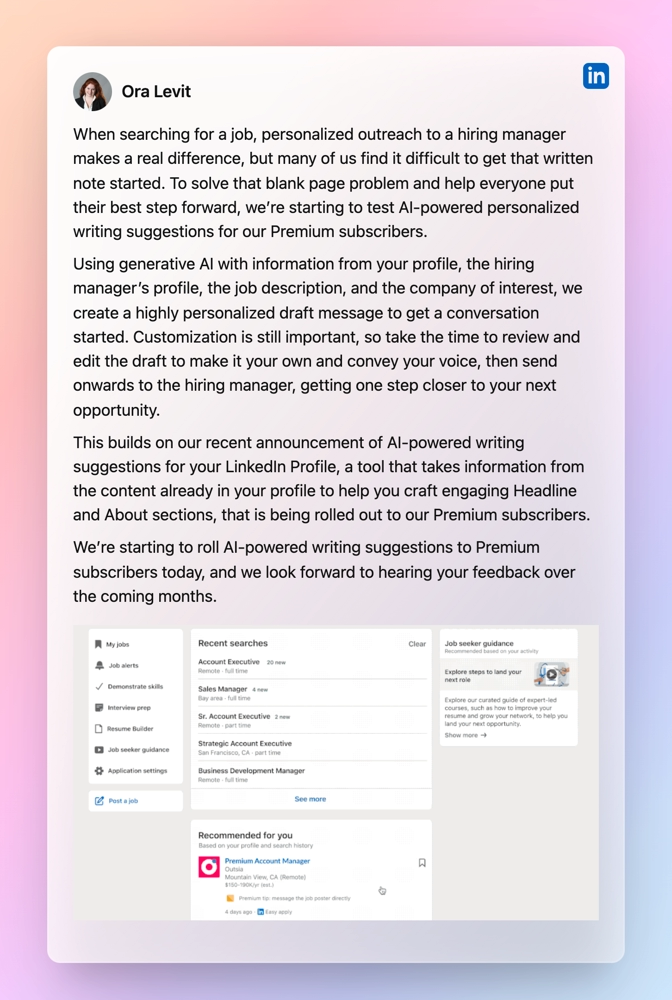 LinkedIn AI cover letter