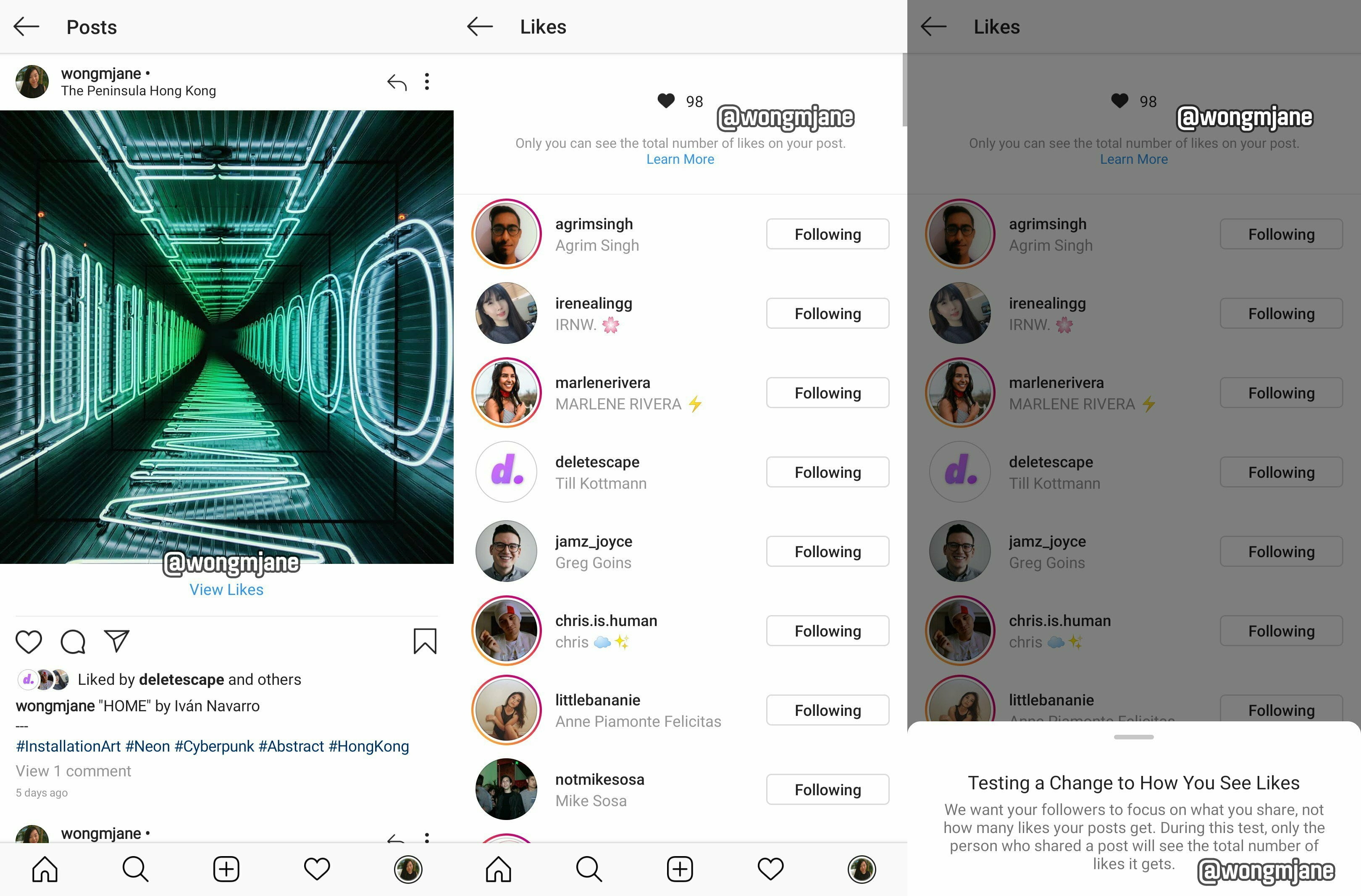 instagram function without likes