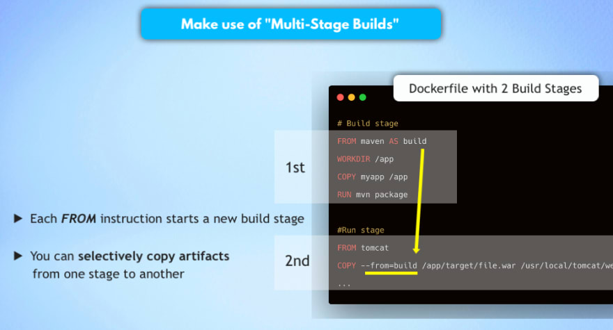 Используйте Multi-Stage билды