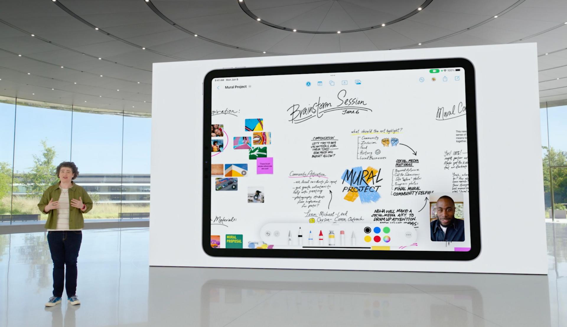 Коллаборации работают на всех трёх осях: iPadOS, iOS и macOS.
