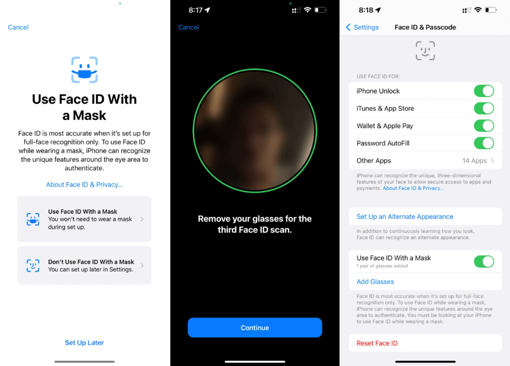 Разблокировка iPhone в маске без Apple watch