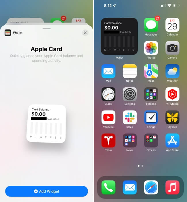 Apple Wallet widget